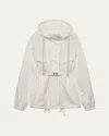 Prada Utility Oversized Hooded Drawstring Jacket In F0304 Avorio