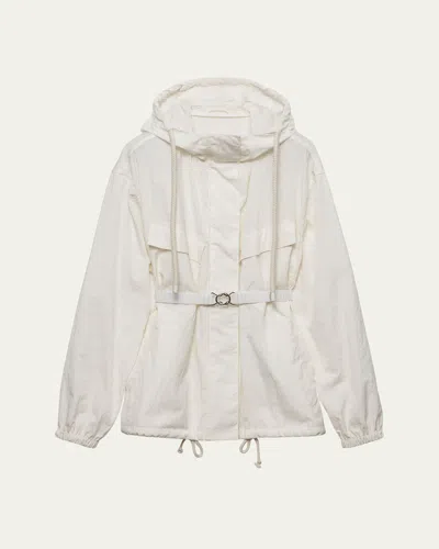Prada Utility Oversized Hooded Drawstring Jacket In F0304 Avorio