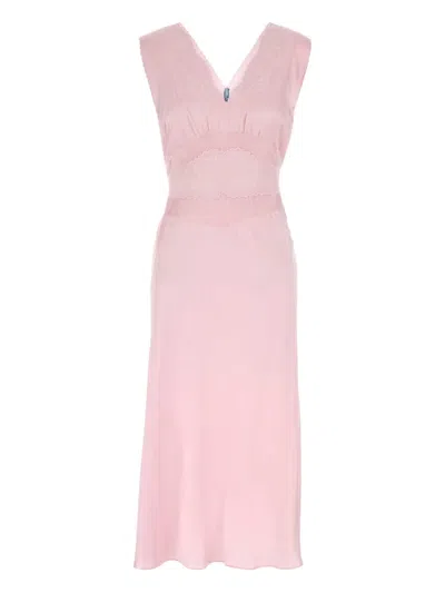 Prada Abito In Raso Rosa Donna In Pink