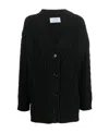 Prada V-neck Cable-knit Cardigan In Black