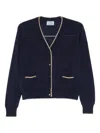 Prada V-neck Cardigan In Blue
