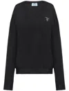 Prada V-neck Intarsia-knit Jumper In Black
