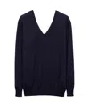 Prada V-neck Cashmere Jumper In Blue