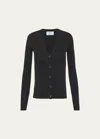 Prada Rundhalspullover Aus Superfine-wool In Nero