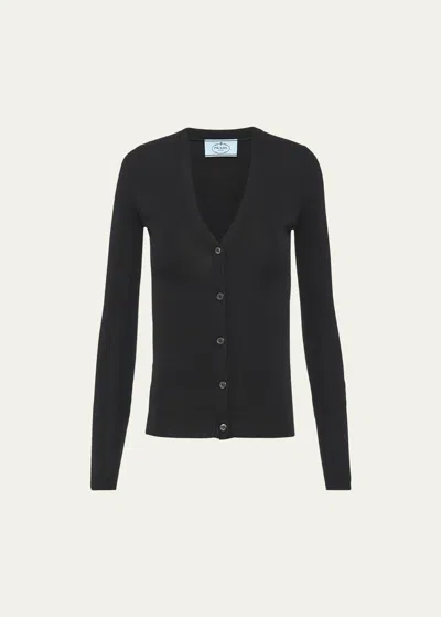 Prada Cardigan Aus Kaschmir Und Seide In Black
