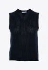Prada Knit Cashmere Sleeveless V-neck Vest In Blue