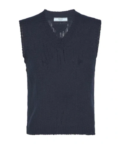PRADA PRADA V-NECK KNITTED VEST