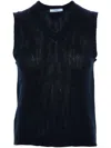 Prada Knit Cashmere Sleeveless V-neck Vest In Blue