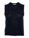 Prada Navy Blue Wool Gilet In Light Beige