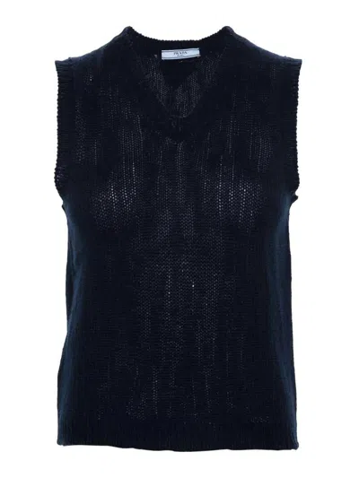 Prada Navy Blue Wool Gilet