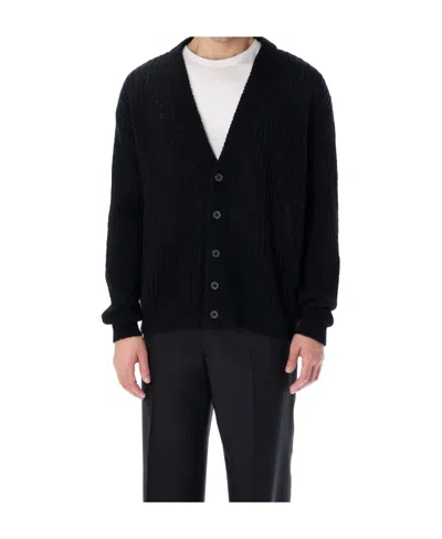 Prada V-neck Knitted Cardigan In Black