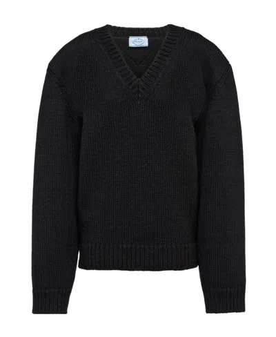 PRADA WOOL AND CASHMERE V-NECK SWEATER