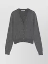 Prada V-neck Knitwear With Classic Silhouette And Refined Details In Gray