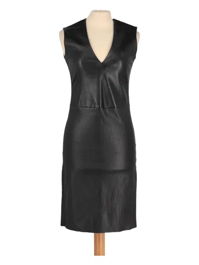 Pre-owned Prada V-neck Leather Dress In Black