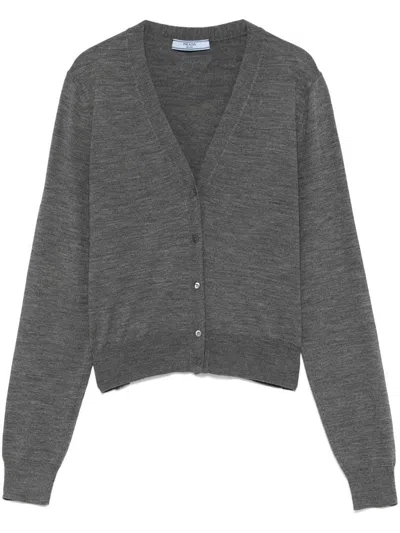 PRADA PRADA V-NECK LIGHTWEIGHT KNIT WOOL CARDIGAN CLOTHING
