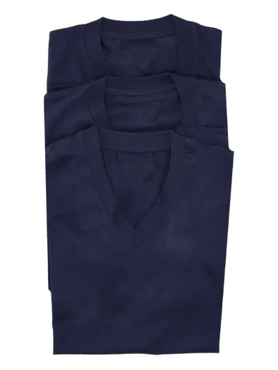 Prada V-neck Short-sleeve T-shirt In Blue