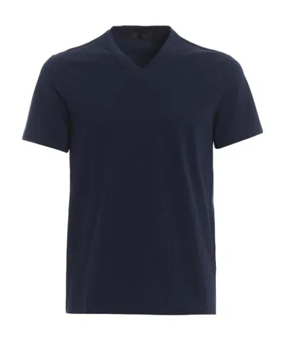 Prada V-neck Short-sleeved T-shirt In Blue