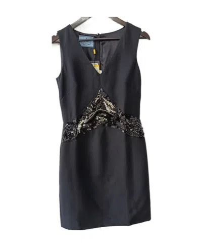 Prada V-neck Sleeveless Dress In Black