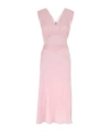 Prada Satin Dress With Lace Detailing And V-neckline In Pink