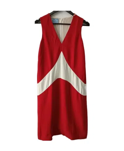 Prada V-neck Sleeveless Dress In Red