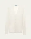 Prada V-neck Superfine Cashmere Cardigan In Neutral