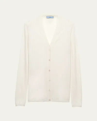 PRADA V-NECK SUPERFINE CASHMERE CARDIGAN