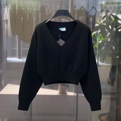 Prada V-neck Sweater In Black