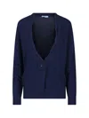 Prada V-neck Sweater In Blue