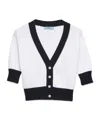 Prada Cropped Cotton Cardigan In White/blue