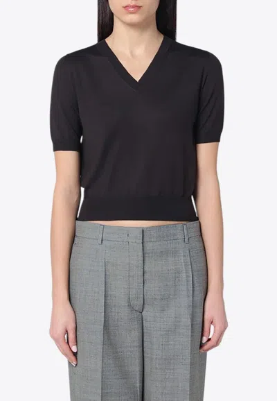 PRADA V-NECK WOOL KNIT TOP