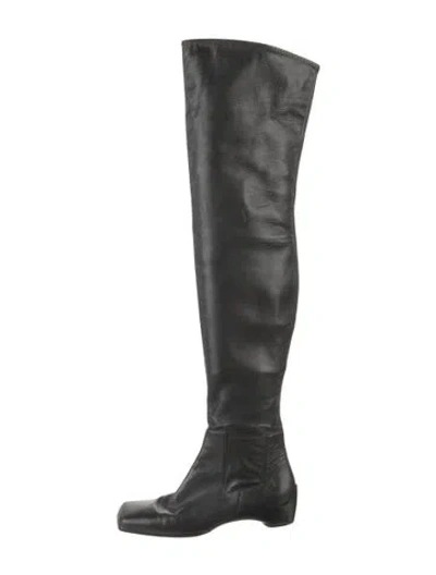 Pre-owned Prada Vegan Leather Boots In Black