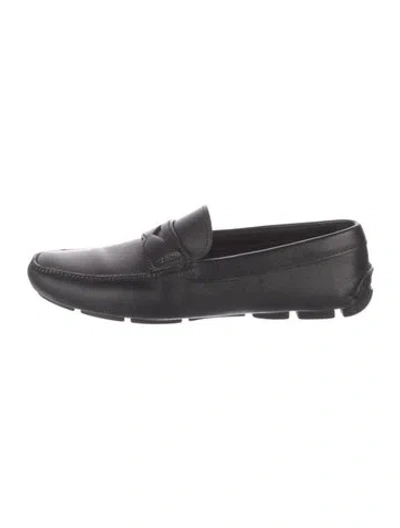 Pre-owned Prada Vegetarian Leather Drivers In Black