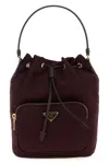 Prada Vela Bucket Bag In Burgundy