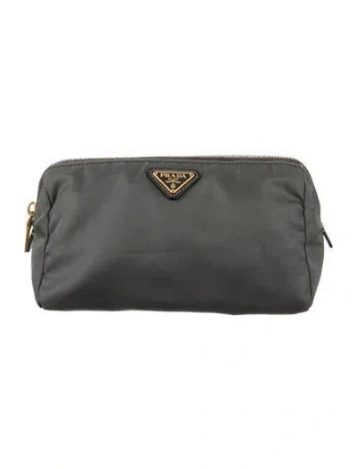 Pre-owned Prada Vela Colour Pouch In Grey