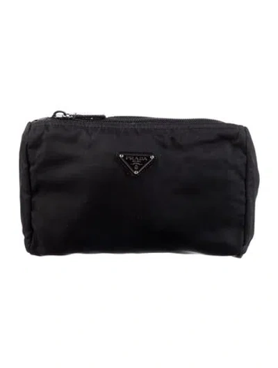 Pre-owned Prada Vela Cosmetic Pouch In Black