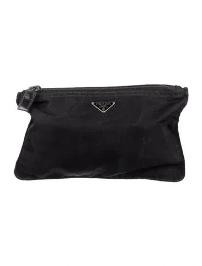 Pre-owned Prada Vela Cosmetic Pouch In Black