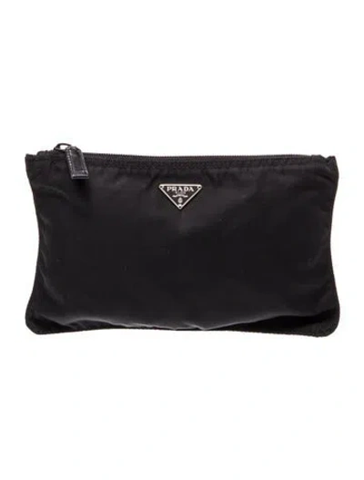 Pre-owned Prada Vela Cosmetic Pouch In Black