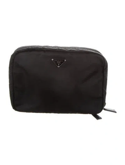 Pre-owned Prada Vela Cosmetic Pouch In Black