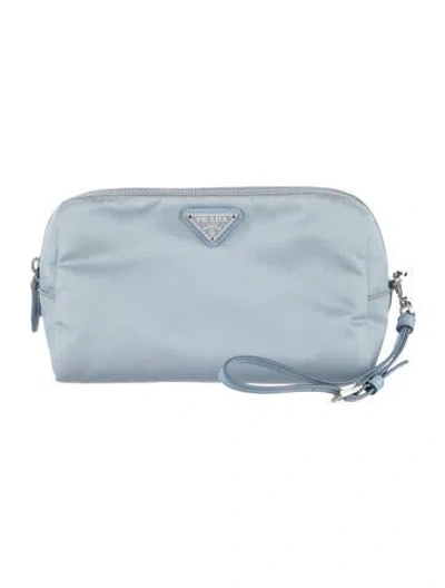 Pre-owned Prada Vela Cosmetic Pouch In Blue