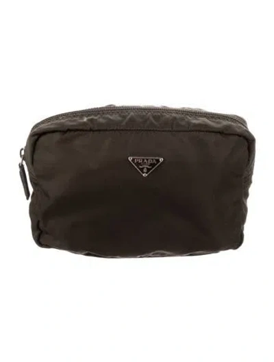 Pre-owned Prada Vela Cosmetic Pouch In Green