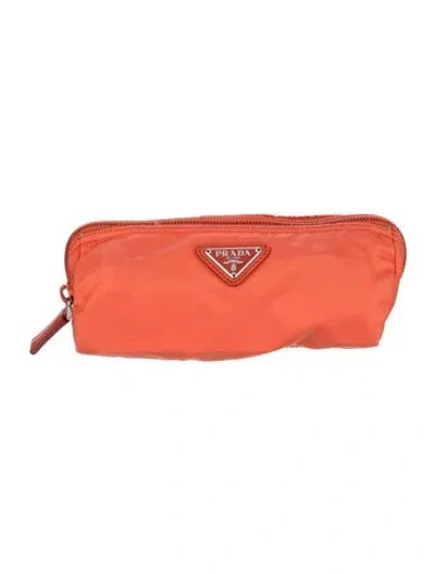 Pre-owned Prada Vela Cosmetic Pouch In Orange