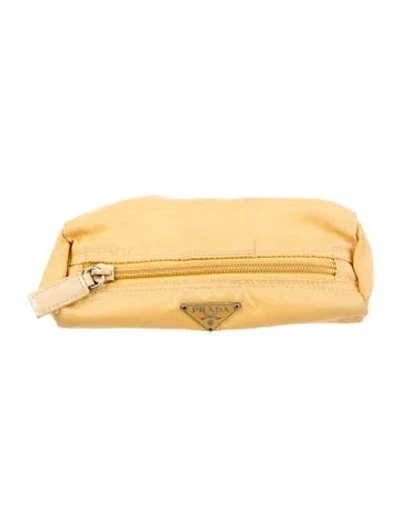 Pre-owned Prada Vela Cosmetic Pouch In Yellow