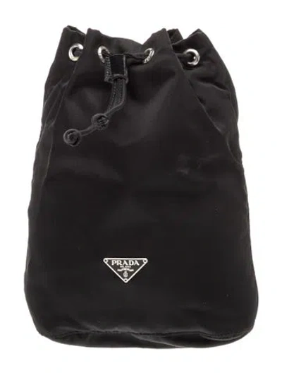 Pre-owned Prada Vela Drawstring Pouch In Black