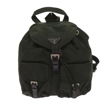 Prada Vela Khaki Synthetic Backpack Bag ()