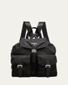 Prada Vela Medium Recycled Nylon Backpack In Brown