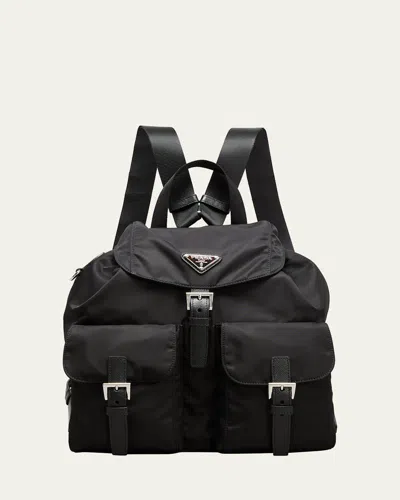 Prada Vela Medium Recycled Nylon Backpack In Brown