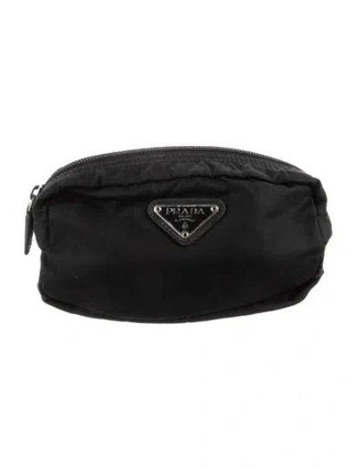 Pre-owned Prada Vela Mini Cosmetic Pouch In Black