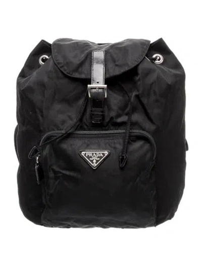 Pre-owned Prada Vela Nylon Backpack In Black