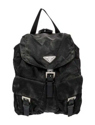 Pre-owned Prada Vela Nylon Backpack In Black