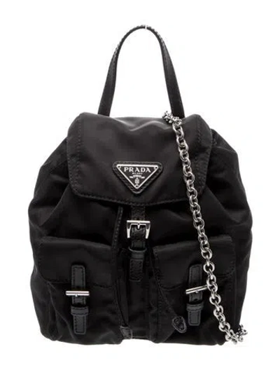 Pre-owned Prada Vela Nylon Backpack In Black